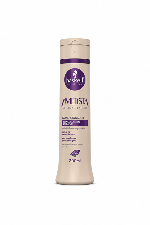 Condicionador Haskell Ametista Desamarelador 300ml para cabelos loiros, grisalhos e descoloridos