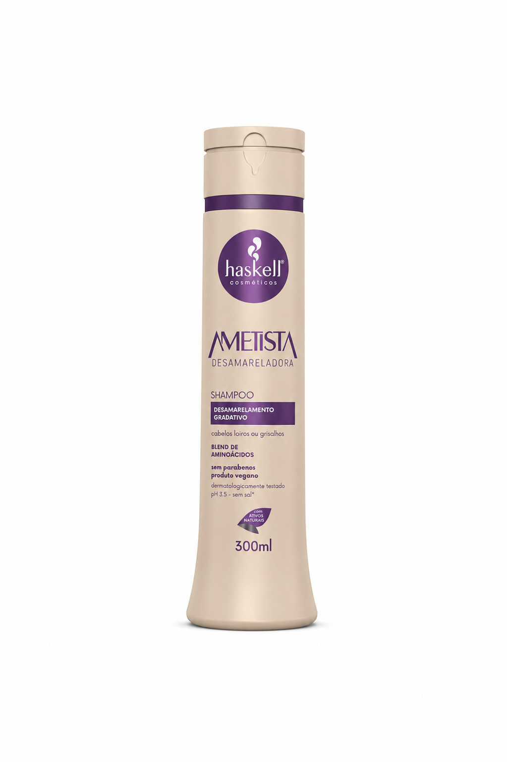 Shampoo Haskell Ametista Desamarelador 300ml para cabelos loiros, grisalhos e descoloridos
