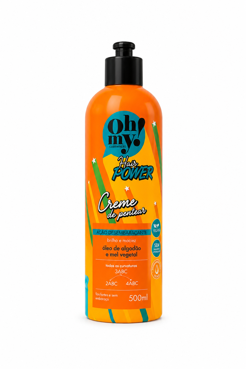 Creme de Pentear Hair Power Oh My 500ml para desembaraço e brilho do cabelo