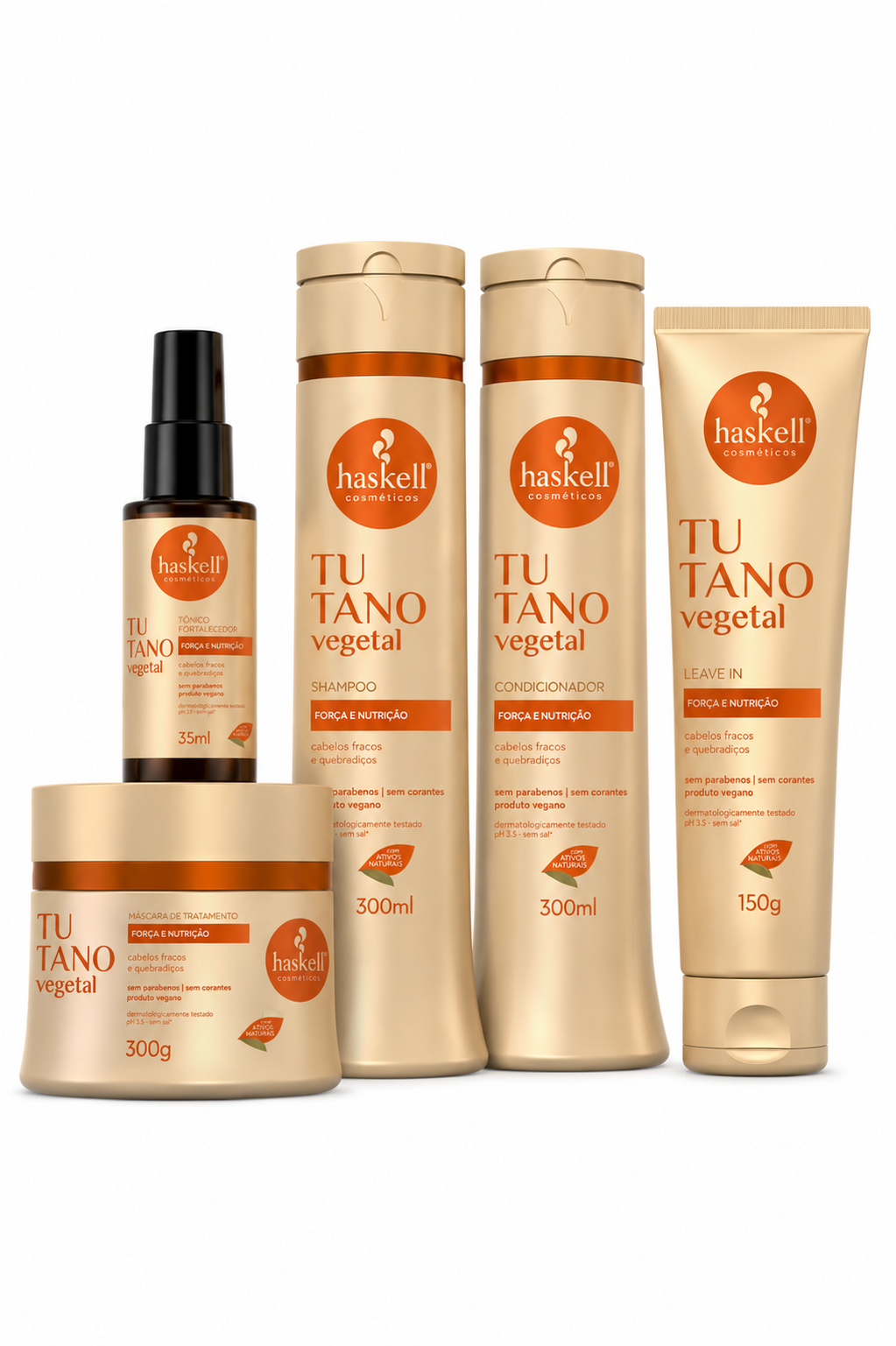 Kit Haskell Tutano Vegetal com Shampoo, Condicionador, Máscara, Creme de Silicone e Reparador de Pontas