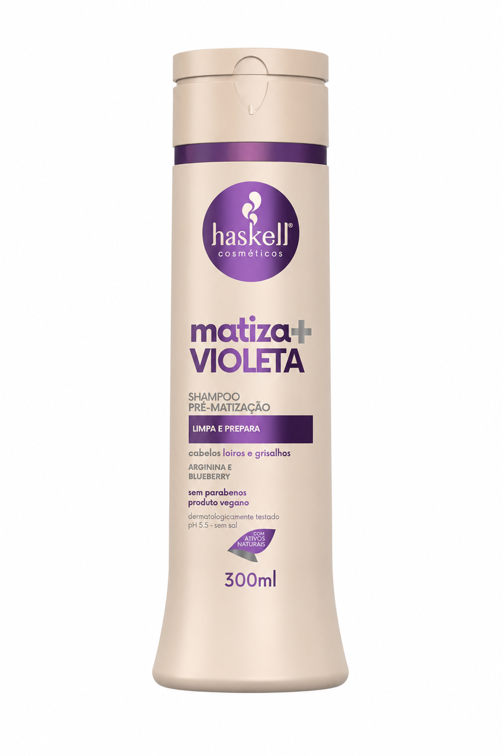 Shampoo Haskell Matiza Mais 300ml Matizador para Cabelos Loiros, Grisalhos e Descoloridos